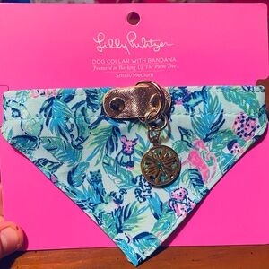 Lilly Pulitzer Dog Collar with Bandana Barking Uo The Palm Tree Small/Medium